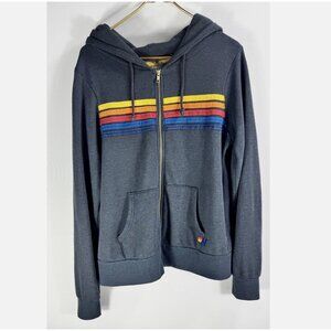 Aviator Nation 5 Stripe Zip Hoodie Size M UNISEX $189 USA MADE